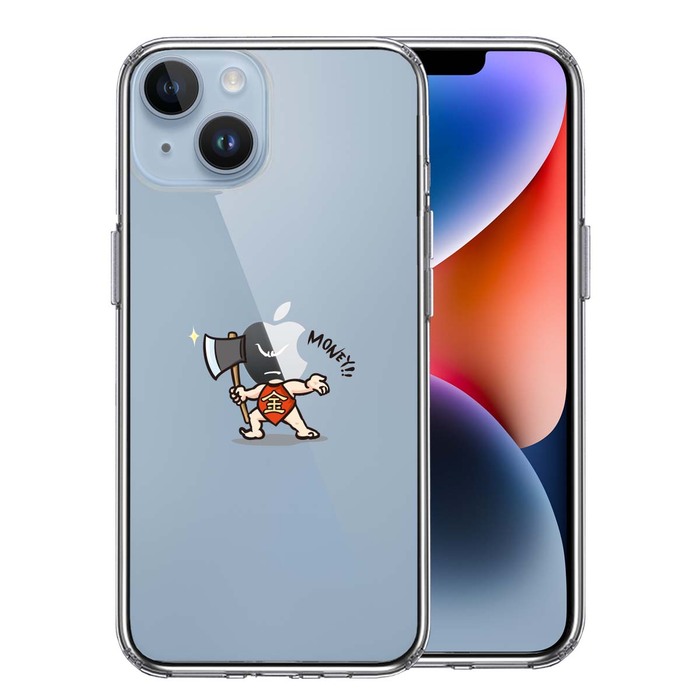 iPhone14 ケース クリア 金太郎 Money スマホケース 側面ソフト 背面ハード ハイブリッド-0