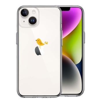 iPhone14Plus ケース クリア鳥 イエロー スマホケース 側面ソフト 背面ハード ハイブリッド-0