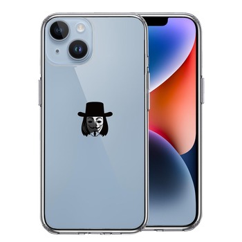 iPhone14Plus ケース クリアAnonymous アノニマス マーク スマホケース 側面ソフト 背面ハード ハイブリッド-0