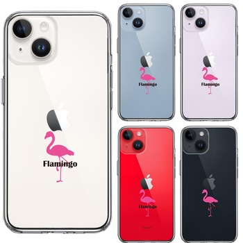 iPhone14 ケース クリア フラミンゴ スマホケース 側面ソフト 背面ハード ハイブリッド-1