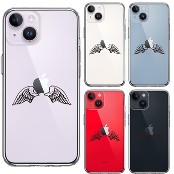 iPhone14 ケース クリア エンジェル 翼 ウィング スマホケース 側面ソフト 背面ハード ハイブリッド-1