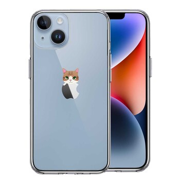 iPhone14Plus ケース クリア  のっかり ネコ 3 スマホケース 側面ソフト 背面ハード ハイブリッド-0