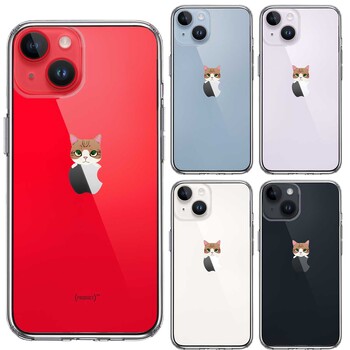 iPhone14Plus ケース クリアのっかり ネコ 3 スマホケース 側面ソフト 背面ハード ハイブリッド-1