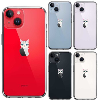 iPhone14Plus ケース クリアのっかり ネコ 2 スマホケース 側面ソフト 背面ハード ハイブリッド-1