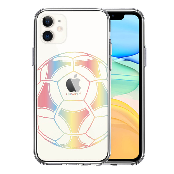 iPhone11 case clear soccer ball color smartphone case side soft the back side hard hybrid -0