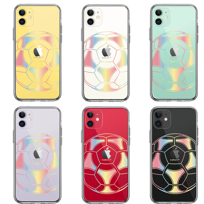 iPhone11 case clear soccer ball color smartphone case side soft the back side hard hybrid -1