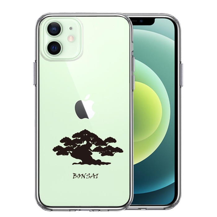 iPhone12 ケース クリア 盆栽 BONSAI スマホケース 側面ソフト 背面ハード ハイブリッド-0