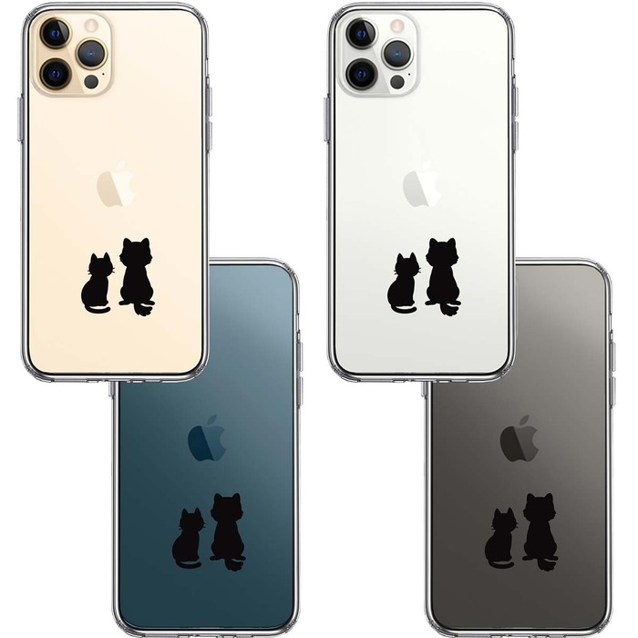iPhone12Pro ケース クリア わんこ にゃんこ ほっこり お月見 スマホケース 側面ソフト 背面ハード ハイブリッド-1