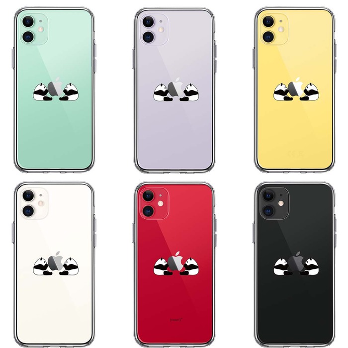 iPhone11 ケース クリア 双子 パンダ りんご モグモグ スマホケース 側面ソフト 背面ハード ハイブリッド-1