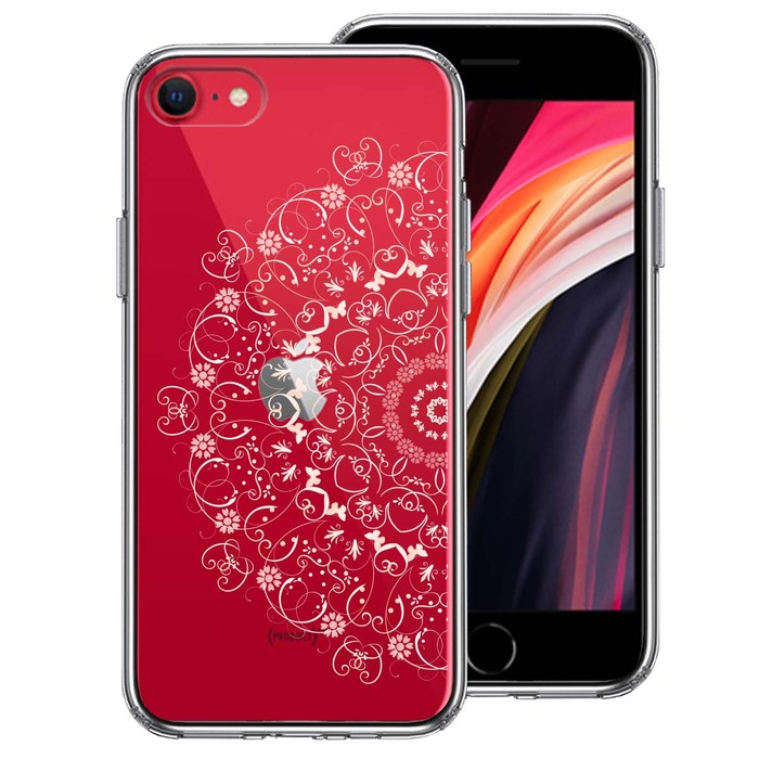 iPhoneSE ケース 第3世代 第2世代 クリア 曼荼羅 花柄 スマホケース 側面ソフト 背面ハード ハイブリッド-0