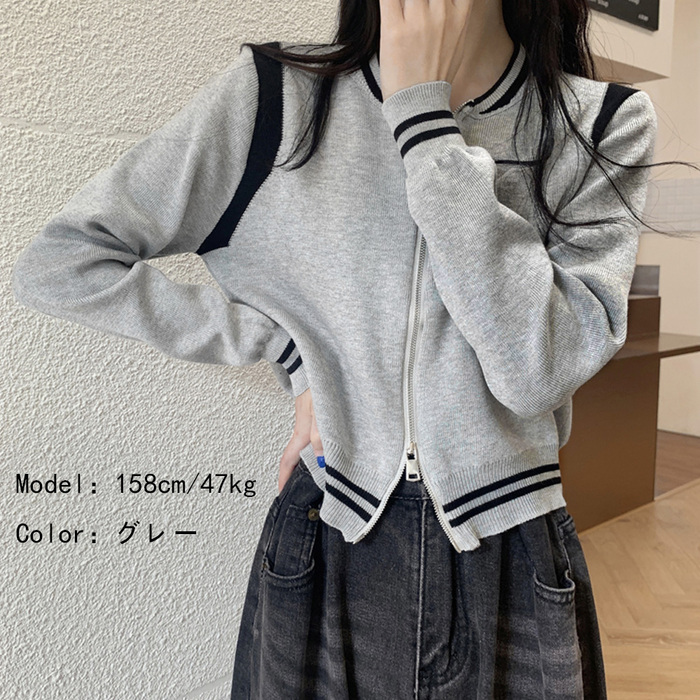 ニットジャケット クロップド丈 セーター-6