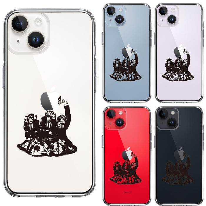 iPhone14Plus ケース クリア三猿 スマホケース 側面ソフト 背面ハード ハイブリッド-1