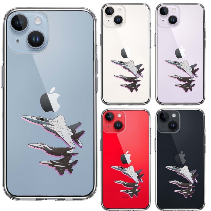 iPhone14Plus ケース クリア戦闘機 F 15J 編隊飛行 ブレイク スマホケース 側面ソフト 背面ハード ハイブリッド-1