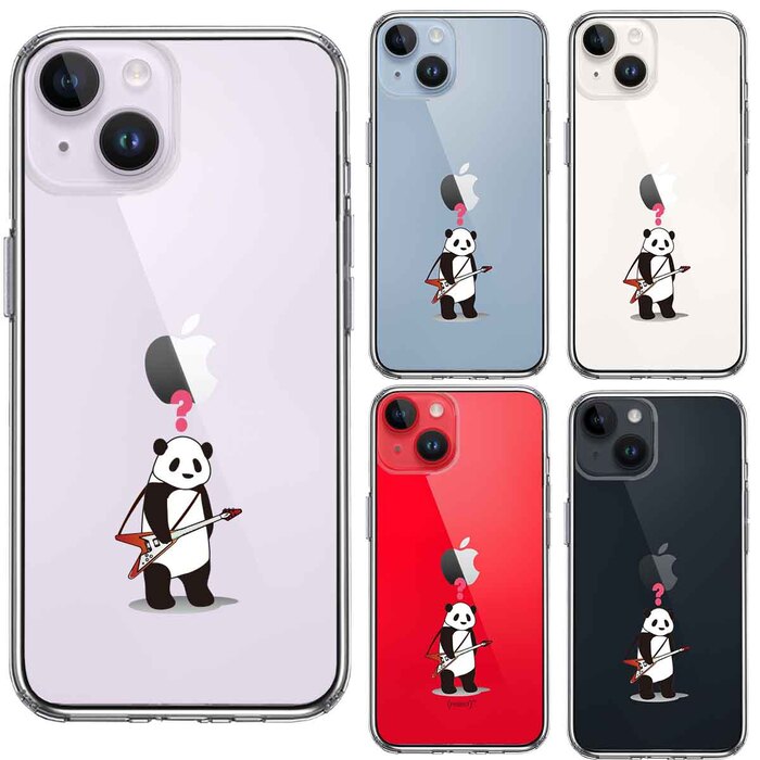 iPhone14Plus ケース クリアギター パンダ ？ スマホケース 側面ソフト 背面ハード ハイブリッド-1