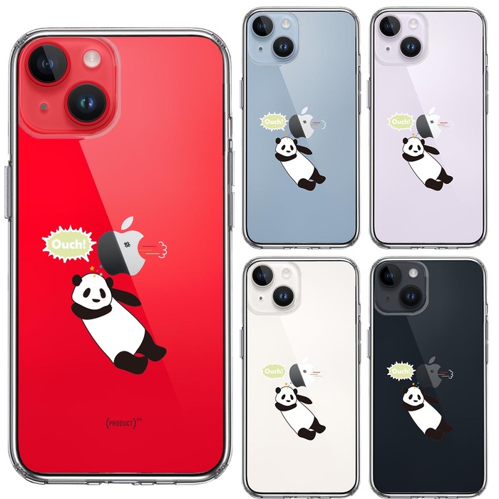 iPhone14Plus ケース クリアだれパンダ 直撃 ouch スマホケース 側面ソフト 背面ハード ハイブリッド-1