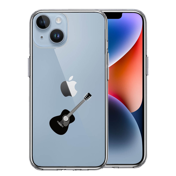 iPhone14Plus ケース クリア  フォークギター スマホケース 側面ソフト 背面ハード ハイブリッド-0