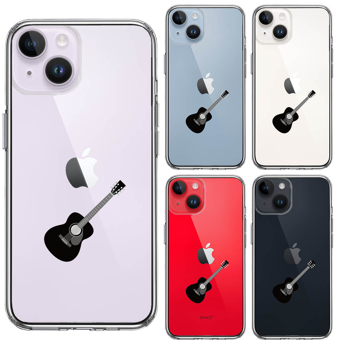 iPhone14Plus ケース クリア  フォークギター スマホケース 側面ソフト 背面ハード ハイブリッド-1