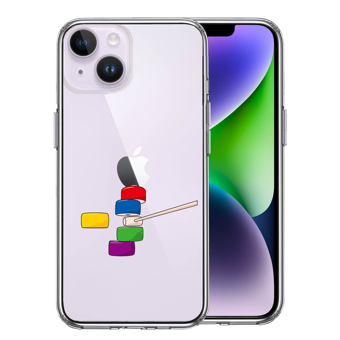 iPhone14Plus ケース クリアだるま落とし カラー スマホケース 側面ソフト 背面ハード ハイブリッド-0