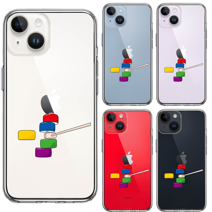 iPhone14Plus ケース クリアだるま落とし カラー スマホケース 側面ソフト 背面ハード ハイブリッド-1