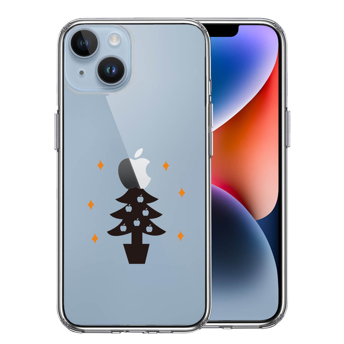 iPhone14Plus ケース クリア  Christmas tree クリスマス スマホケース 側面ソフト 背面ハード ハイブリッド-0