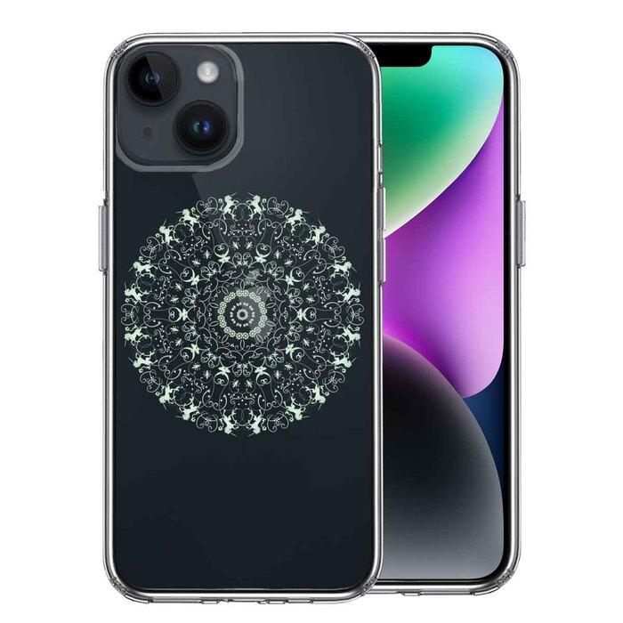 iPhone14 ケース クリア 曼荼羅 模様 スマホケース 側面ソフト 背面ハード ハイブリッド-0