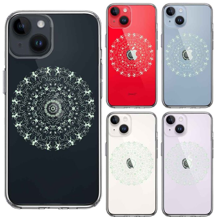 iPhone14 ケース クリア 曼荼羅 模様 スマホケース 側面ソフト 背面ハード ハイブリッド-1