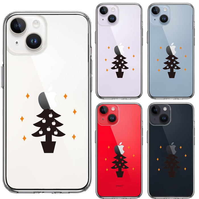 iPhone14 ケース クリア Christmas tree クリスマス スマホケース 側面ソフト 背面ハード ハイブリッド-1