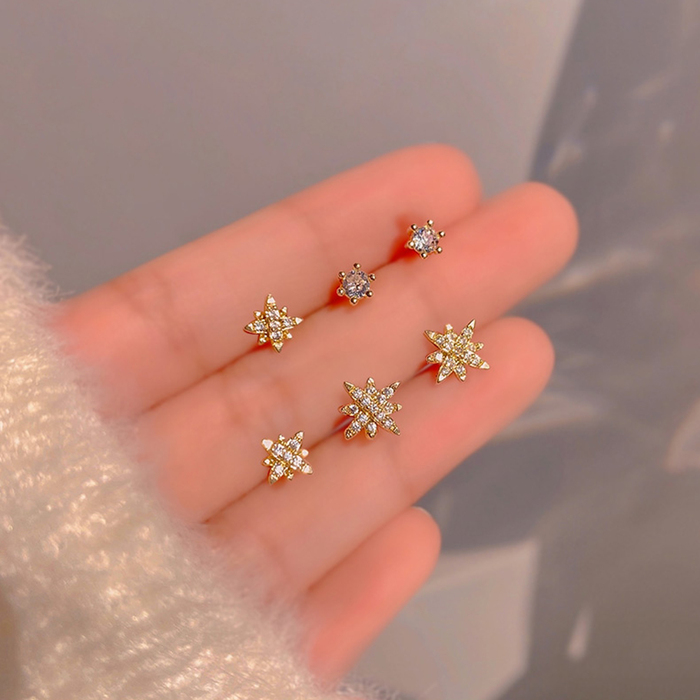 6個セットスタッドピアス スターバースト-0
