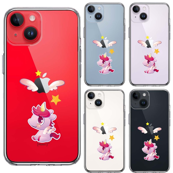 iPhone14Plus ケース クリア一角獣 ペガサス ユニコーン スマホケース 側面ソフト 背面ハード ハイブリッド-1
