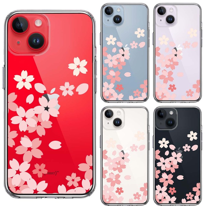 iPhone14 ケース クリア 桜 スマホケース 側面ソフト 背面ハード ハイブリッド-1