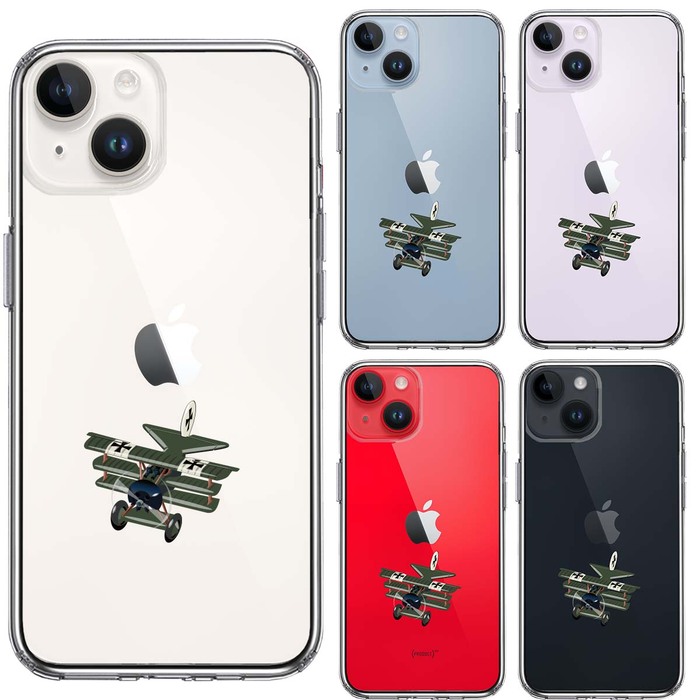 iPhone14Plus ケース クリア  複葉機 ドイツ軍 スマホケース 側面ソフト 背面ハード ハイブリッド-1