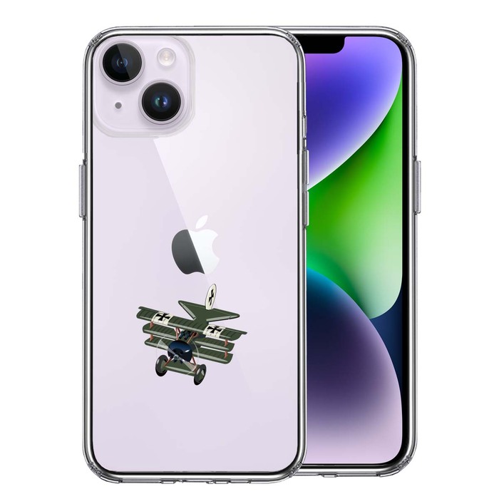 iPhone14 ケース クリア 複葉機 ドイツ軍 スマホケース 側面ソフト 背面ハード ハイブリッド-0