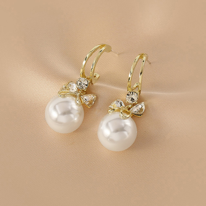 ピアス 揺れる パールリボンピアス-1