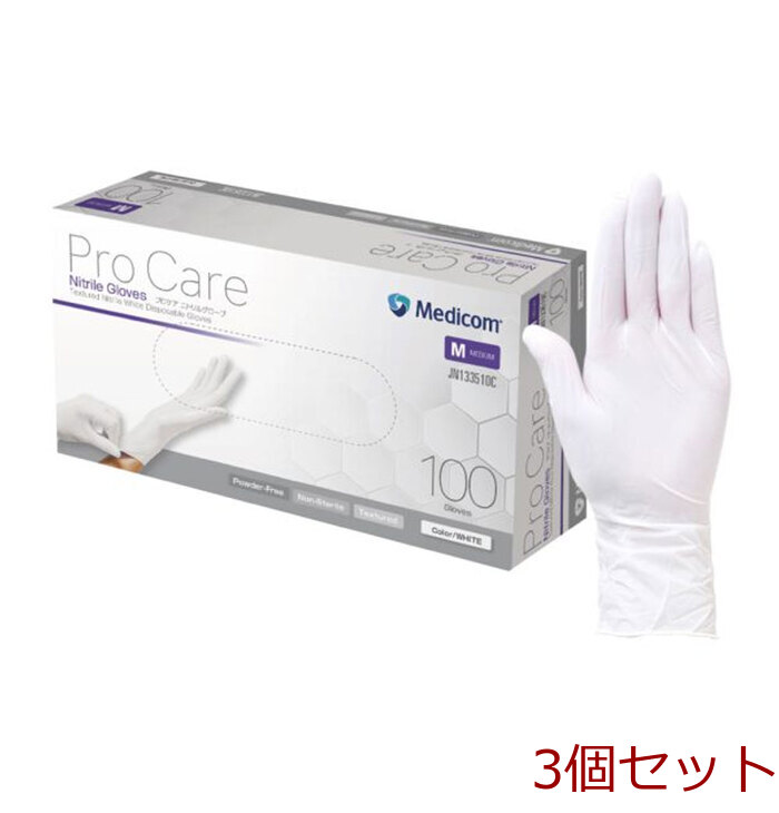  Pro care nitoliru glove white M size 100 sheets insertion 3 piece set -0
