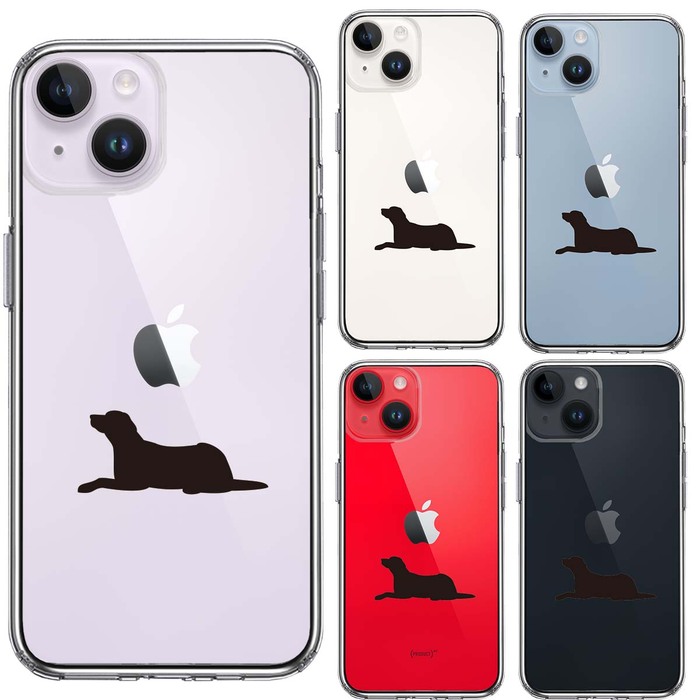 iPhone14Plus ケース クリア 犬 シルエット ラブラドールレトリバー スマホケース 側面ソフト 背面ハード ハイブリッド-1