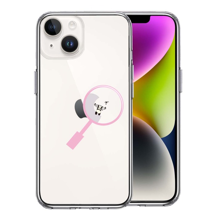 iPhone14Plus ケース クリア よく見たら パンダ トレーニング中 スマホケース 側面ソフト 背面ハード ハイブリッド-0