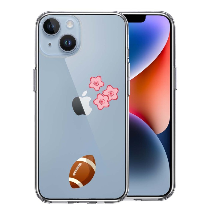 iPhone14 ケース クリア ラグビー 桜 さくら スマホケース 側面ソフト 背面ハード ハイブリッド -0