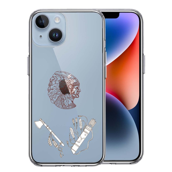 iPhone14 ケース クリア ネイティブアメリカン スマホケース 側面ソフト 背面ハード ハイブリッド -0