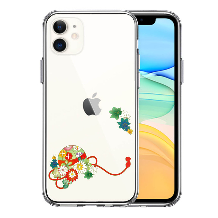 iPhone11 ケース クリア 和柄 花車 スマホケース 側面ソフト 背面ハード ハイブリッド -0