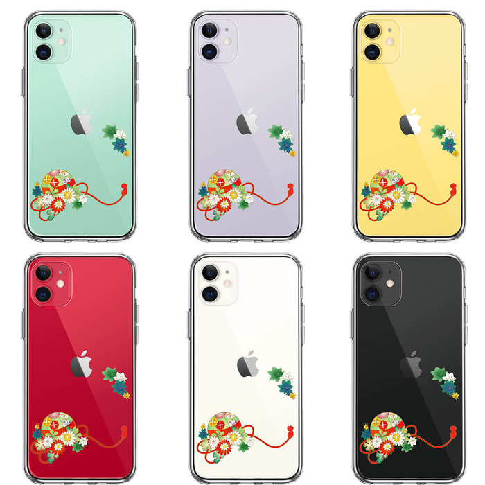 iPhone11 ケース クリア 和柄 花車 スマホケース 側面ソフト 背面ハード ハイブリッド -1