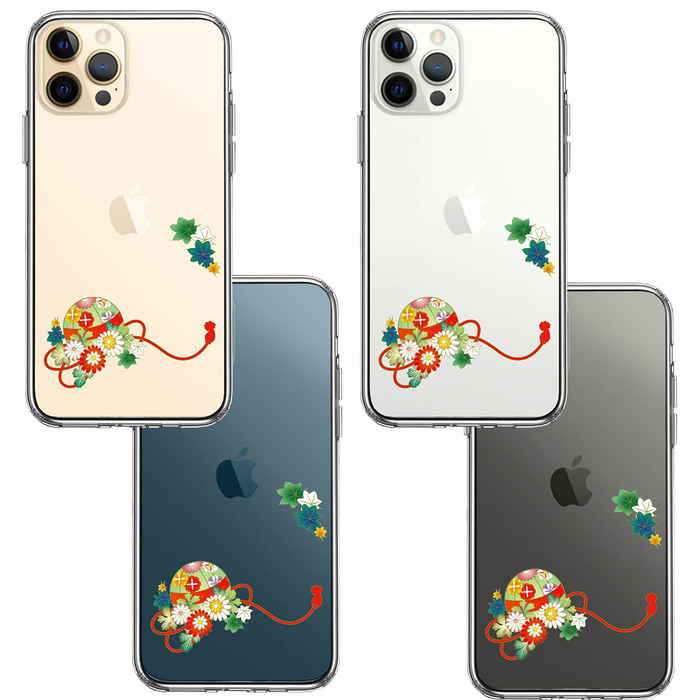 iPhone12Pro ケース クリア 和柄 花車 スマホケース 側面ソフト 背面ハード ハイブリッド-1