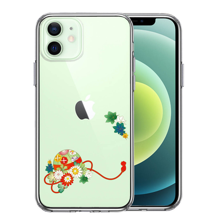 iPhone12 ケース クリア 和柄 花車 スマホケース 側面ソフト 背面ハード ハイブリッド -0