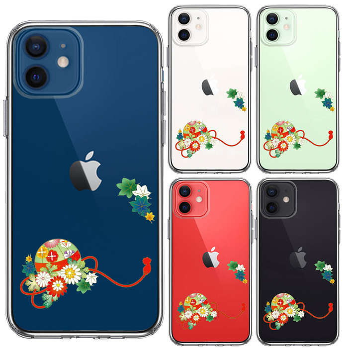iPhone12 ケース クリア 和柄 花車 スマホケース 側面ソフト 背面ハード ハイブリッド -1