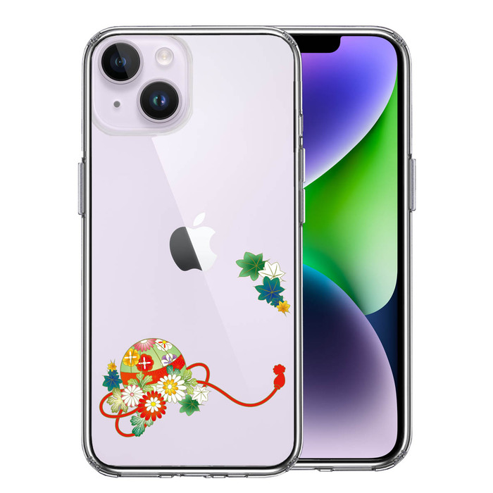 iPhone14Plus ケース クリア 和柄 花車 スマホケース 側面ソフト 背面ハード ハイブリッド -0