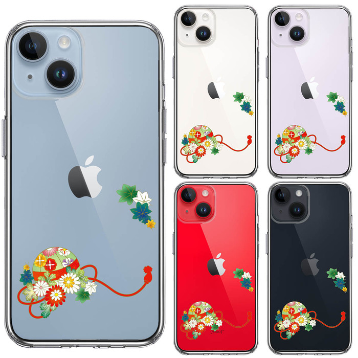 iPhone14 ケース クリア 和柄 花車 スマホケース 側面ソフト 背面ハード ハイブリッド -1