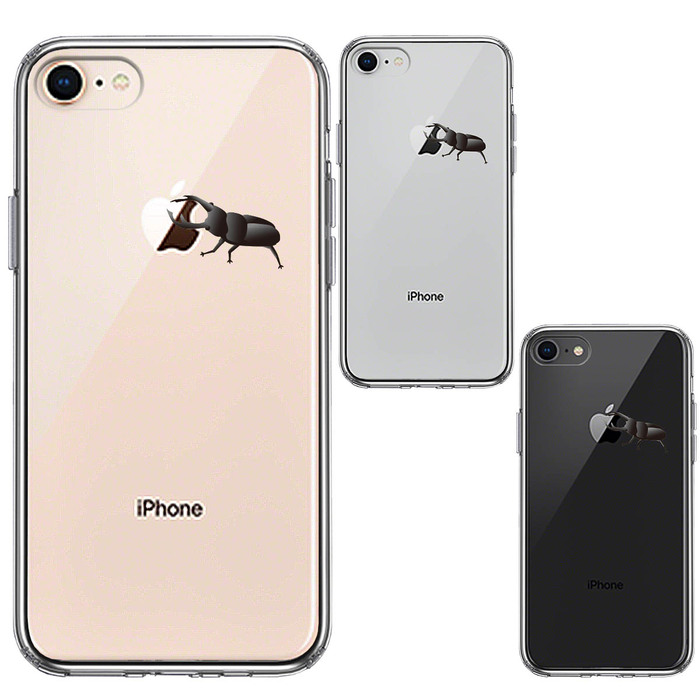 iPhone8 ケース クリア クワガタムシ 2 昆虫 スマホケース 側面ソフト 背面ハード ハイブリッド-1