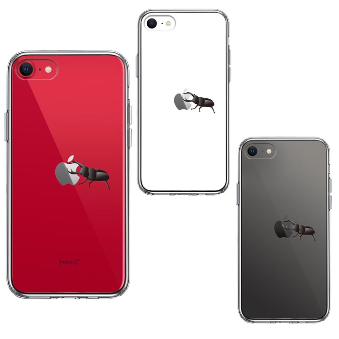 iPhoneSE ケース 第3世代 第2世代 クリア クワガタムシ 2 昆蟲 スマホケース 側(cè)面ソフト 背面ハード ハイブリッド-1