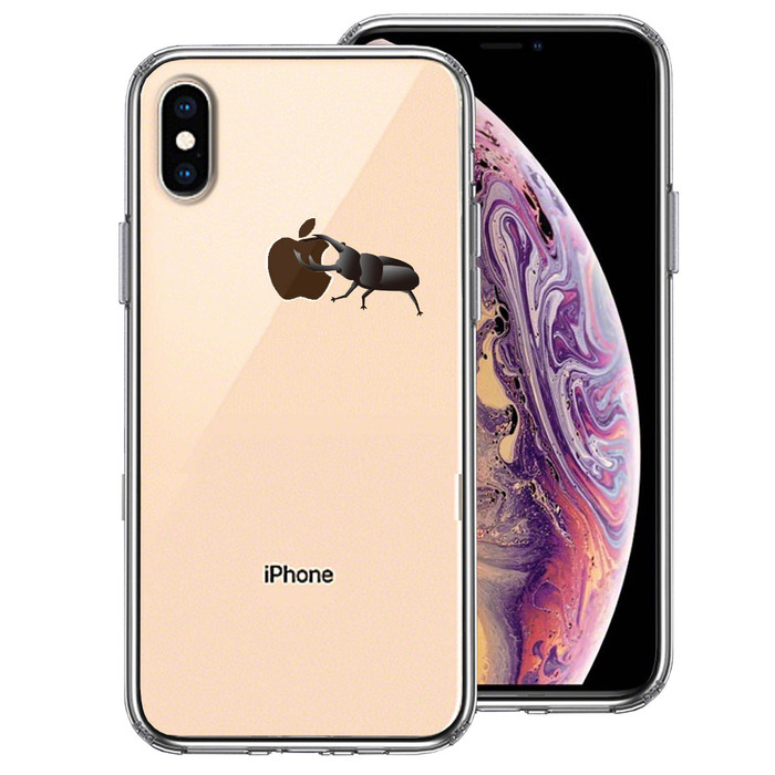 iPhoneX case iPhoneXS case clear stag beetle 2 insect smartphone case side soft the back side hard hybrid -0