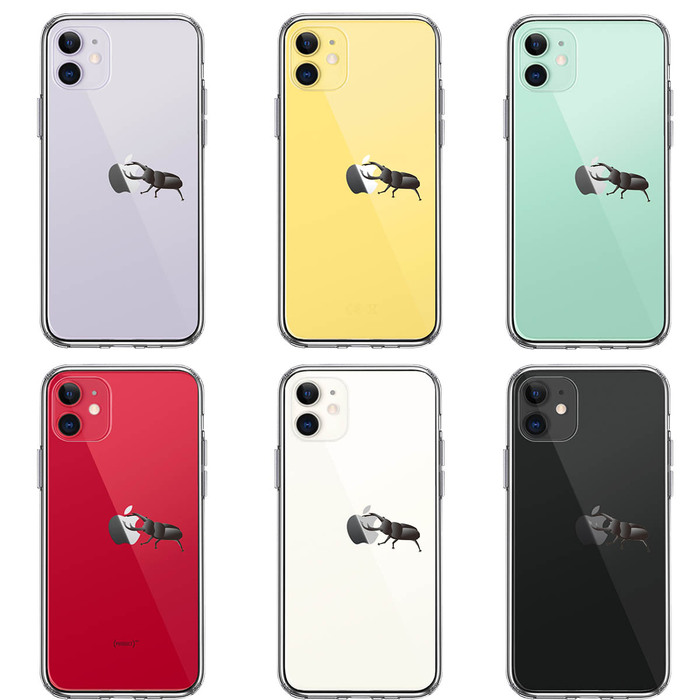 iPhone11 case clear stag beetle 2 insect smartphone case side soft the back side hard hybrid -1