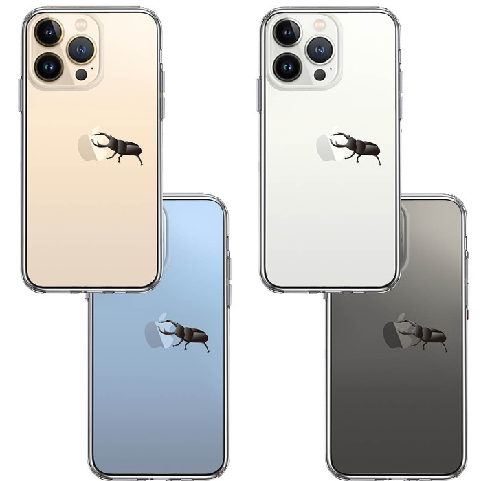 iPhone13Pro ケース クリア クワガタムシ 2 昆虫 スマホケース 側面ソフト 背面ハード ハイブリッド -1
